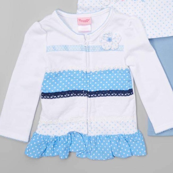 Nannette White & Blue Polka Dot Cardigan Set - Picture 2 of 3